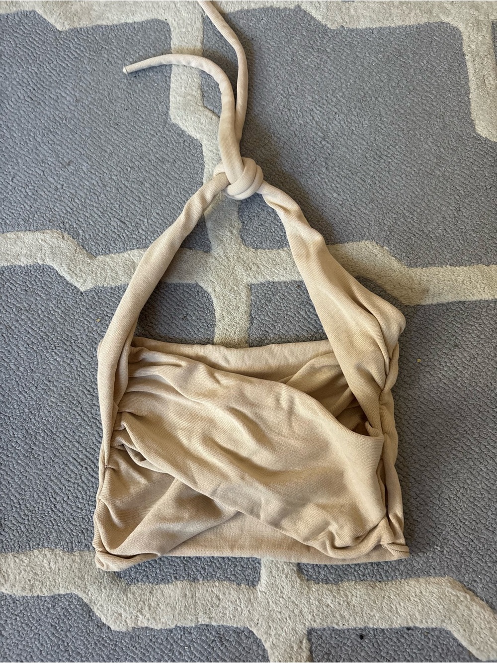 Zara Cream Halter Ruched Crop Top